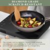Nuwave Healthy Duralon Blue Ceramic Nonstick Cookware Set, Diamond Infused Scratch-Resistant, PFAS Free, Dishwasher & Oven Safe, Induction Ready & Evenly Heats, Tempered Glass Lids & Stay-Cool Handles, Metallic Mocha Brown