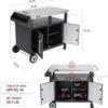 Outdoor Grill Cart with Wheels, Movable Kitchen Island with Storage Cabinet for BBQ, Stainless Steel Dining Cart Table for Food Prep, Black, PC3403S-SC