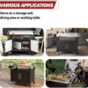 Outdoor Grill Cart with Wheels, Movable Kitchen Island with Storage Cabinet for BBQ, Stainless Steel Dining Cart Table for Food Prep, Black, PC3403S-SC