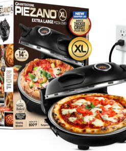 PIEZANO XL 14 Inch Extra Large Crispy Crust Pizza Oven – Family Sized Electric Pizza Oven Indoor Countertop Maker with Stone Heats up to 800˚F for Stone Baked Pizzeria Style at Home