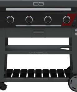 Charbroil 463285924 36" Performance Series Deluxe Propane Gas Griddle with Cart 4 Burner Flat Top Grill, Black
