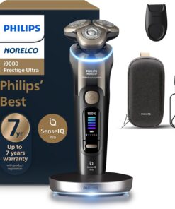 Philips Norelco Shaver i9000 Prestige Ultra, Wet & Dry Electric Shaver, Black Gradient, SenseIQ Pro Technology, Triple Lift & Cut System, 360 Rotating NanoTech Precision Blades, 5 Modes, XP9405/84