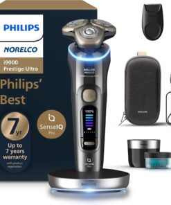 Philips Norelco Shaver i9000 Prestige Ultra, Wet & Dry Electric Shaver, Dark Slate, SenseIQ Pro Technology, Triple Lift & Cut System, 360 Rotating NanoTech Precision Blades, Quick Clean Pod, XP9402/86