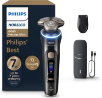 Philips Norelco Shaver i9000 Prestige Ultra, Wet & Dry Electric Shaver, Ink Black, SenseIQ Pro Technology, Triple Lift & Cut System, 360 Rotating NanoTech Precision Blades, 5 Shaving Modes, XP9400 89
