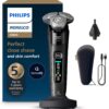Philips Norelco Shaver i9000, Wet & Dry Electric Shaver, Ink Black, SenseIQ Technology, Triple Lift & Cut System, 360 Rotating Dual SteelPrecision Precision Blades, Nose Trimmer, Model X9000/90