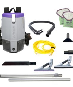 ProTeam Super Coach Pro 6 Commercial Backpack Vacuum with ProBlade Hard Surface and Carpet Tool Kit, 6 Quart, Corded, 107535