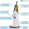 Prolux 6000 Commercial Upright Vacuum with On Board Tools, Bagged Vacuum Cleaner, Commercial Vacuum, Carpet, Floor, HEPA Filter, Steel Brushroll, 107 CFM Suction Power