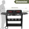 Propane Gas Griddle Charcoal Grill Combo Flat Top Griddle W/Dual Lids & 2 Side Shelves Dual Fuel BBQ Grill for Outdoor Barbecue