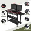Propane Gas Griddle Charcoal Grill Combo Flat Top Griddle W/Dual Lids & 2 Side Shelves Dual Fuel BBQ Grill for Outdoor Barbecue
