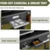 Propane Gas Griddle Charcoal Grill Combo Flat Top Griddle W/Dual Lids & 2 Side Shelves Dual Fuel BBQ Grill for Outdoor Barbecue