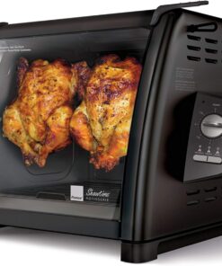 Ronco Showtime Large Capacity Rotisserie & BBQ Oven Modern Edition, Simple Switch Controls, Silicone Door Tie, Auto Shutoff, Includes Multipurpose Basket