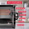 Ronco Showtime Large Capacity Rotisserie & BBQ Oven Modern Edition, Simple Switch Controls, Silicone Door Tie, Auto Shutoff, Includes Multipurpose Basket