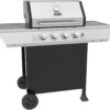 Royal Gourmet 4-Burner Propane Gas Grill with Warming Rack, Outdoor BBQ Grill with 34,000 BTUs Output for Patio Garden Barbecue Grilling, Black & Silver
