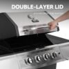 Royal Gourmet 4-Burner Propane Gas Grill with Warming Rack, Outdoor BBQ Grill with 34,000 BTUs Output for Patio Garden Barbecue Grilling, Black & Silver