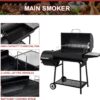 Royal Gourmet CC1830M 30 Inch Barrel Charcoal Grill with Offset Smoker & Warming Rack, Outdoor BBQ Grill with 811 Sq. In. Grilling Space for Backyard, Patio and Parties, Black