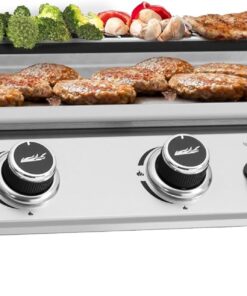 Royal Gourmet PD1303S 3 Burner Tabletop Propane Gas Griddle with Detachable Griddle Top, Includes Stainless Steel Warming Rack for Outdoor Cooking While Camping or Tailgating, Silver