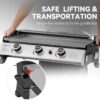Royal Gourmet PD1303S 3 Burner Tabletop Propane Gas Griddle with Detachable Griddle Top, Includes Stainless Steel Warming Rack for Outdoor Cooking While Camping or Tailgating, Silver
