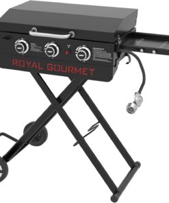Royal Gourmet PD3001 3-Burner Propane Gas Griddle with Collapsible Stand, 23-Inch Portable Griddle with Side Table & 314 Sq. In. Cooking Area for Camping, Tailgating, Backyard & Patio, Black