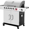 Royal Gourmet SG6002R 6-Burner Propane Grill with Sear Burner and Side Burner, Stainless Steel Cabinet Style Gas Grill with 71,000 BTU Output, for Outdoor Patio Garden Picnic Backyard Cooking, Silver