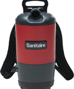 Sanitaire EURSC412B Quiet Clean Backpack Lightweight Vacuum, 8.5 Amps Power, 21" Length x 10-1/2" Width x 10-1/2" Height, Black/Red,Chrome