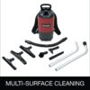Sanitaire EURSC412B Quiet Clean Backpack Lightweight Vacuum, 8.5 Amps Power, 21" Length x 10-1/2" Width x 10-1/2" Height, Black/Red,Chrome
