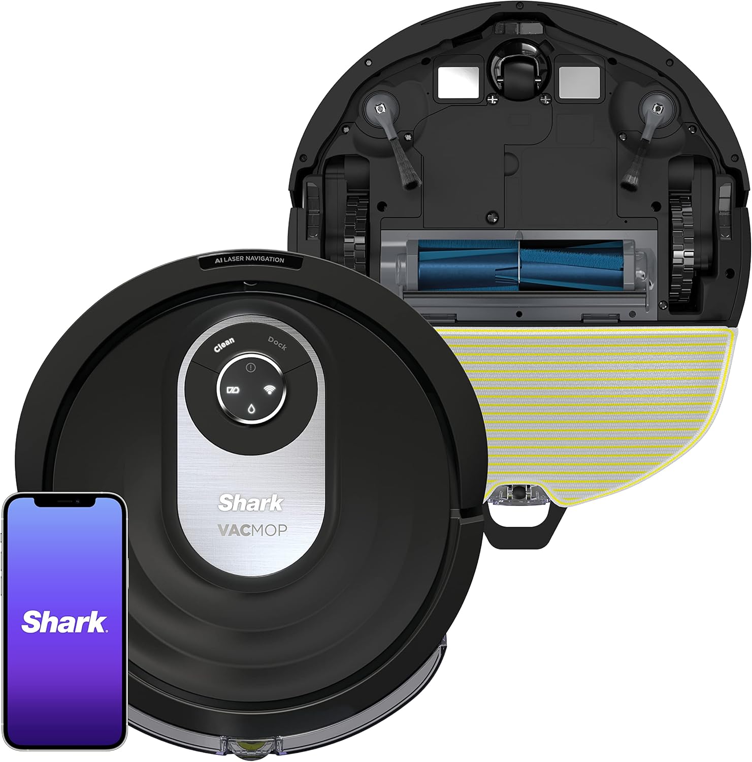 Shark AI Robot Vacuum & Mop with Self-Cleaning Brushroll for Floors, Carpet Black Silver (RV2001WD) With LiDAR Navigation Shark AI Robot Vacuum & Mop with Self-Cleaning Brushroll for Floors, Carpet Black/Silver (RV2001WD) With LiDAR Navigation