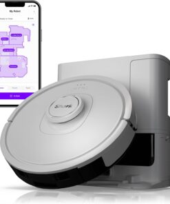 Shark IQ Robot Vacuum with Bagless Self-Empty 60 Day Capacity Base, Multi-Surface Cleaning, Powerful Suction, Pet Hair Pickup, for Carpets & Hardfloors, Home Mapping, White, RV2302AE