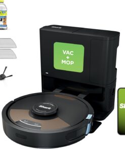 Shark Matrix Plus 2in1 Robot Vacuum & Mop with Sonic Mopping, Matrix Clean, Home Mapping, HEPA Bagless Self Empty Base, CleanEdge, for Pet Hair, WiFi, Compatible with Alexa, Black Gold (AV2613WA)