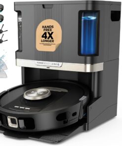 Shark Robot Vacuum & Mop Combo, PowerDetect NeverTouch Pro, Self-Emptying, Self-Refill with Self-Clean Pad Wash & Dry, 60-Day Debris Capacity, 30-Day Refill Tank, 5 Technologies, Black, AV2810ZEBK