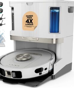 Shark Robot Vacuum & Mop Combo, PowerDetect NeverTouch Pro,Self-Emptying,Self-Refill with Self-Clean Pad Wash & Dry, 60-Day Debris Capacity,30-Day Refill Tank, 5PowerDetect Technologies,White,AV2800ZE