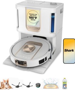 Shark Robot Vacuum & Mop Combo, PowerDetect ThermaCharged NeverTouch Pro, Self-Emptying, Self-Refill with Heated Mop Cleaning, 60-Day Capacity, 30-Day Tank, 6 PowerDetect Technologies, White, AV2900XE