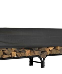 ShelterLogic 8' Adjustable Heavy Duty Outdoor Firewood Rack with Steel Frame Construction and Water-Resistant Cover