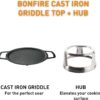 Solo Stove Bonfire Griddle + Hub, Cast Iron Cookware with Stainless steel Hub for 8” Elevation, Addition to Bonfire fire pit, Weight: 19.5lbs, Cooking surface diameter 17.75"