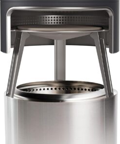 Solo Stove Bonfire Pi Fire Pizza Oven Accessory for Bonfire Fire Pit, Incl. Carry Case & Cordierite Pizza Stone, Wood Burning Assembly, Stainless Steel, (H x Dia) 16.9 x 19.3 in, 19.6 lbs