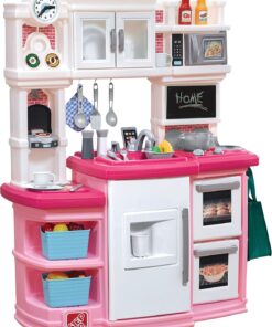 Step2 Great Gourmet Kids Kitchen Playset, Indoor/Outdoor Kitchenette, Interactive Play with Lights and Sounds, Made of Durable Plastic, Includes 33 Piece Toy Accessories, Toddlers 3+ Years Old, Pink