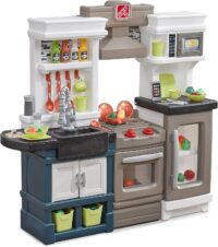 Step2 Modern Metro Kitchen Set for Kids – Includes 30+ Toy Kitchen Accessories, Interactive Features for Pretend Play – Indoor/Outdoor Toddler Playset – Dimensions 44.75" H x 46.5" W x 13.5" D