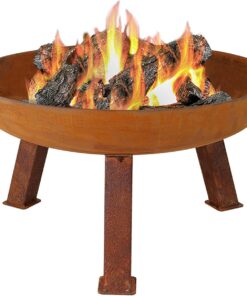 Sunnydaze 24-Inch Cast Iron Heavy-Duty Fire Pit for Outside - Wood-Burning Outdoor Fire Pit Bowl with Handles - Oxidized Finish