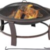 Sunnydaze 29-Inch Elevated Wood-Burning Fire Pit Bowl with Stand - Includes Spark Screen, Wood Grate, and Poker