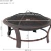 Sunnydaze 29-Inch Elevated Wood-Burning Fire Pit Bowl with Stand - Includes Spark Screen, Wood Grate, and Poker