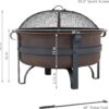 Sunnydaze 29-Inch Wood-Burning Outdoor Fire Pit - Bronze Cauldron Wood Fire Pit for Outside - Includes Poker and Spark Screen