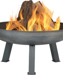 Sunnydaze 30-Inch Cast Iron Heavy-Duty Fire Pit for Outside - Wood-Burning Outdoor Fire Pit Bowl with Handles - Steel Finish