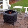Sunnydaze 30-Inch Crossweave Smokeless Wood-Burning Fire Pit with Cover and Poker - Steel Outdoor Smokeless Fire Pit for The Backyard