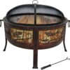 Sunnydaze 30-Inch Fire Pit with Spark Screen, Water-Resistant Cover, Metal Grate, and Fireplace Poker - Northwoods Fishing