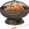 Sunnydaze 30-Inch Large Outdoor Fire Pit - Wood Burning Fire Pit for Outside with Poker and Screen - Black Finish - Regal Cauldron