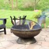 Sunnydaze 30-Inch Large Outdoor Fire Pit - Wood Burning Fire Pit for Outside with Poker and Screen - Black Finish - Regal Cauldron