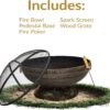 Sunnydaze 30-Inch Large Outdoor Fire Pit - Wood Burning Fire Pit for Outside with Poker and Screen - Black Finish - Regal Cauldron