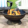 Sunnydaze 30-Inch Large Outdoor Fire Pit - Wood Burning Fire Pit for Outside with Poker and Screen - Black Finish - Regal Cauldron