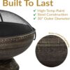 Sunnydaze 30-Inch Large Outdoor Fire Pit - Wood Burning Fire Pit for Outside with Poker and Screen - Black Finish - Regal Cauldron