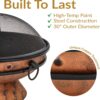 Sunnydaze 30-Inch Large Outdoor Fire Pit - Wood Burning Fire Pit for Outside with Poker and Screen - Copper Finish - Royal Cauldron