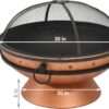 Sunnydaze 30-Inch Large Outdoor Fire Pit - Wood Burning Fire Pit for Outside with Poker and Screen - Copper Finish - Royal Cauldron
